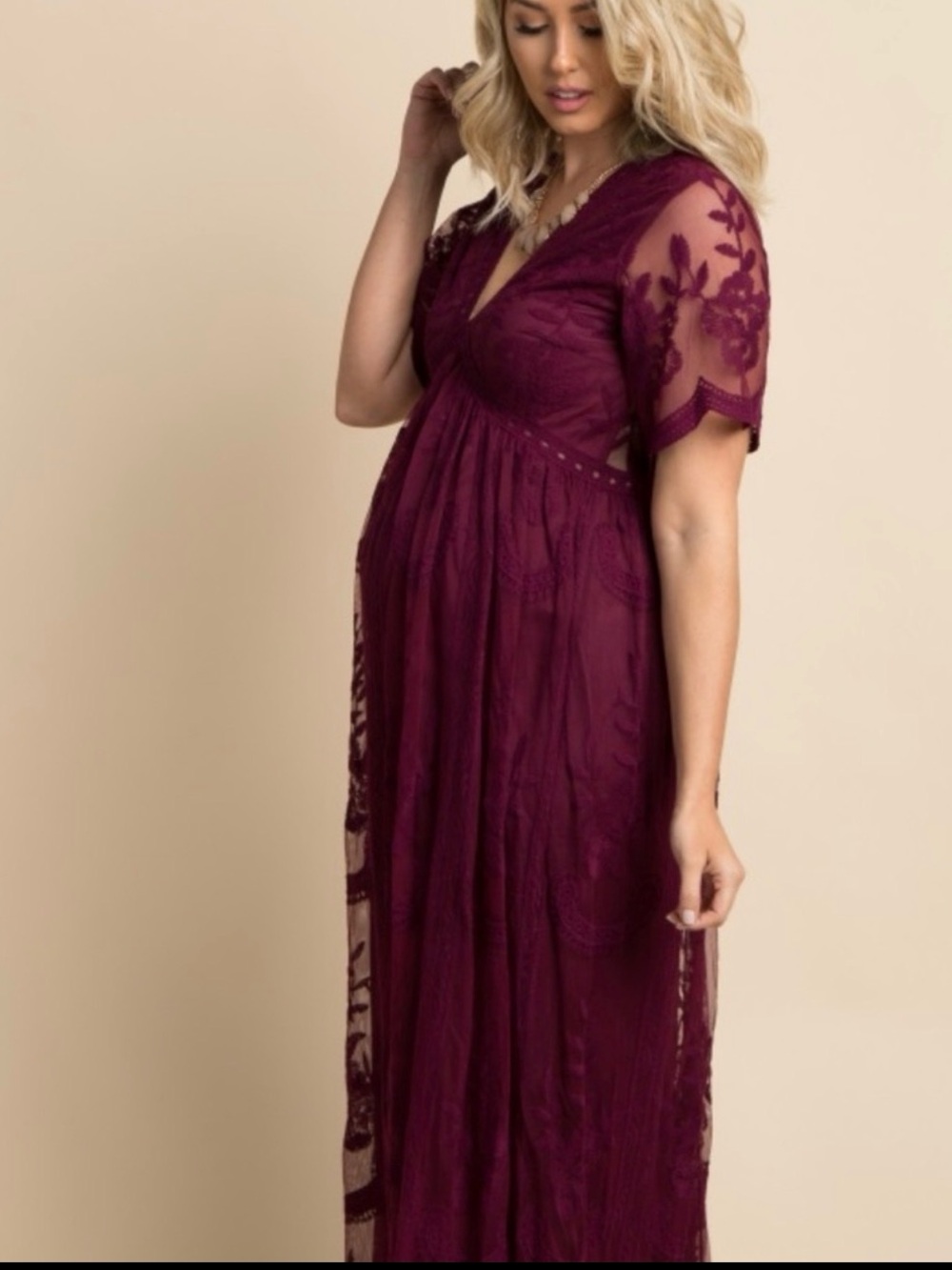 Pinkblush Plum Lace Maxi Dress